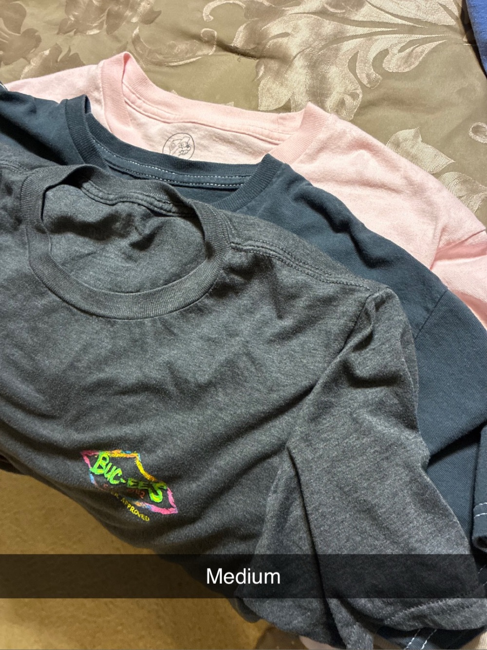 Bundle of Bucees Short-Sleeve Graphic T-Shirts - Pink, Blue, Charc 3 M and 3 S